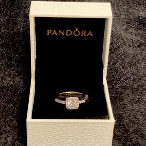 Pandora Square Sparkle Halo ring
